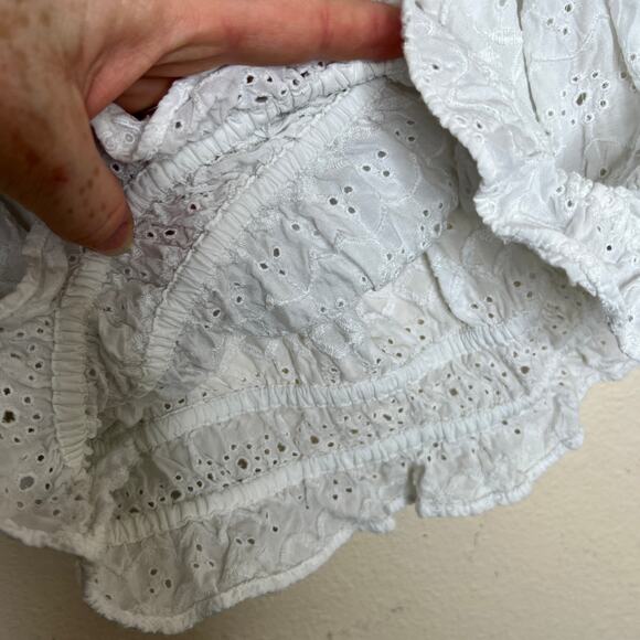 American Eagle Embroidered White Elastic Hem Crop Top Small - Picture 4 of 8